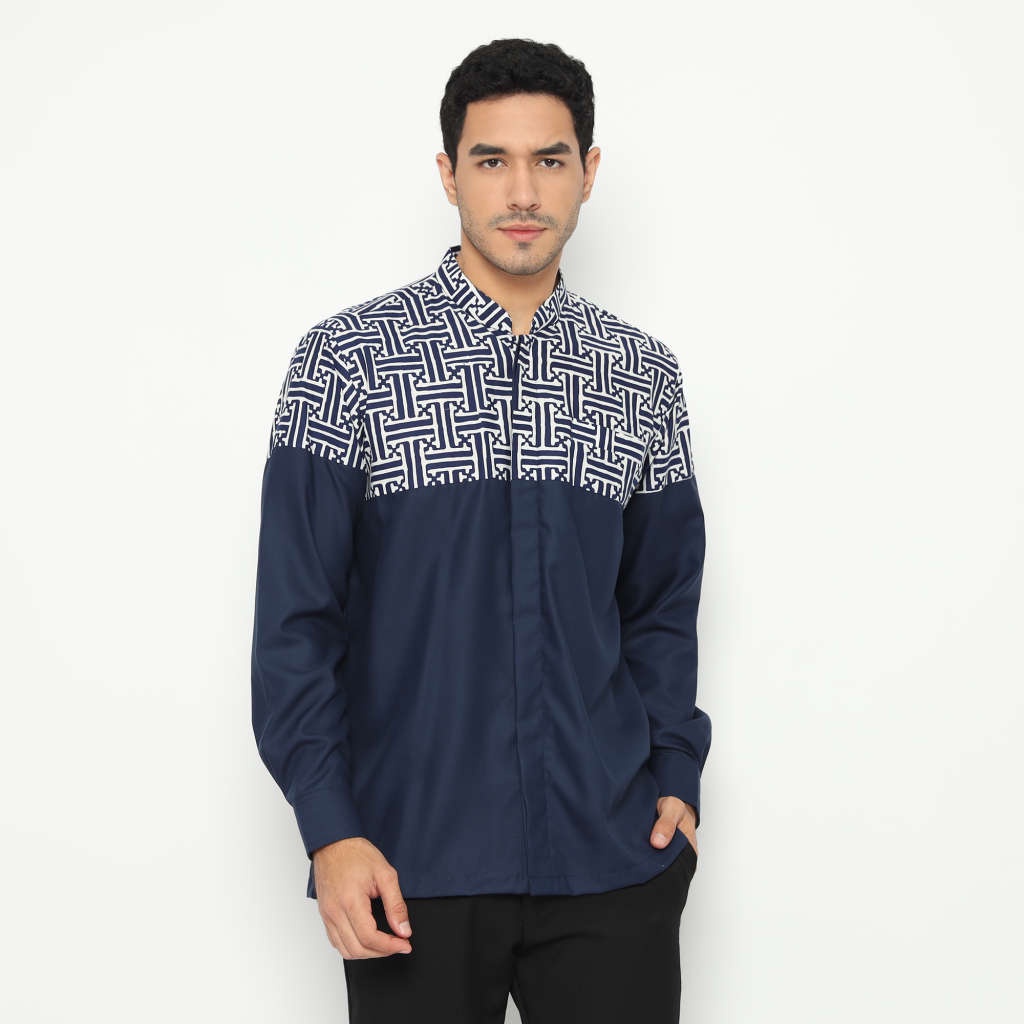 Fatih - Kemeja Batik Koko Habibi Long Navy