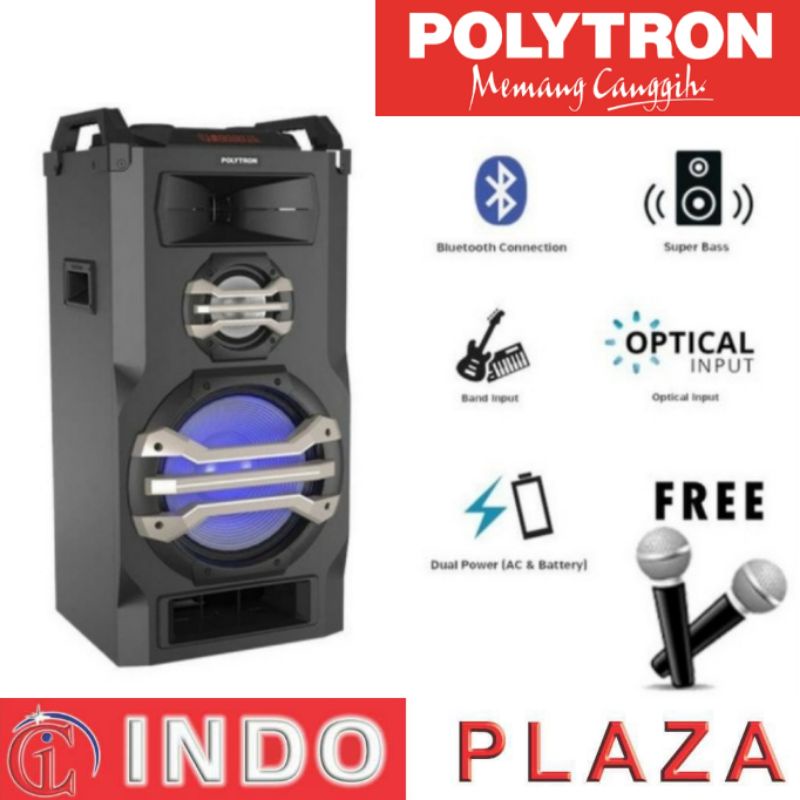 SPEAKER AKTIF BLUETOOTH PORTABLE dengan TROLI POLYTRON PTS12KF15 (KHUSUS MEDAN)