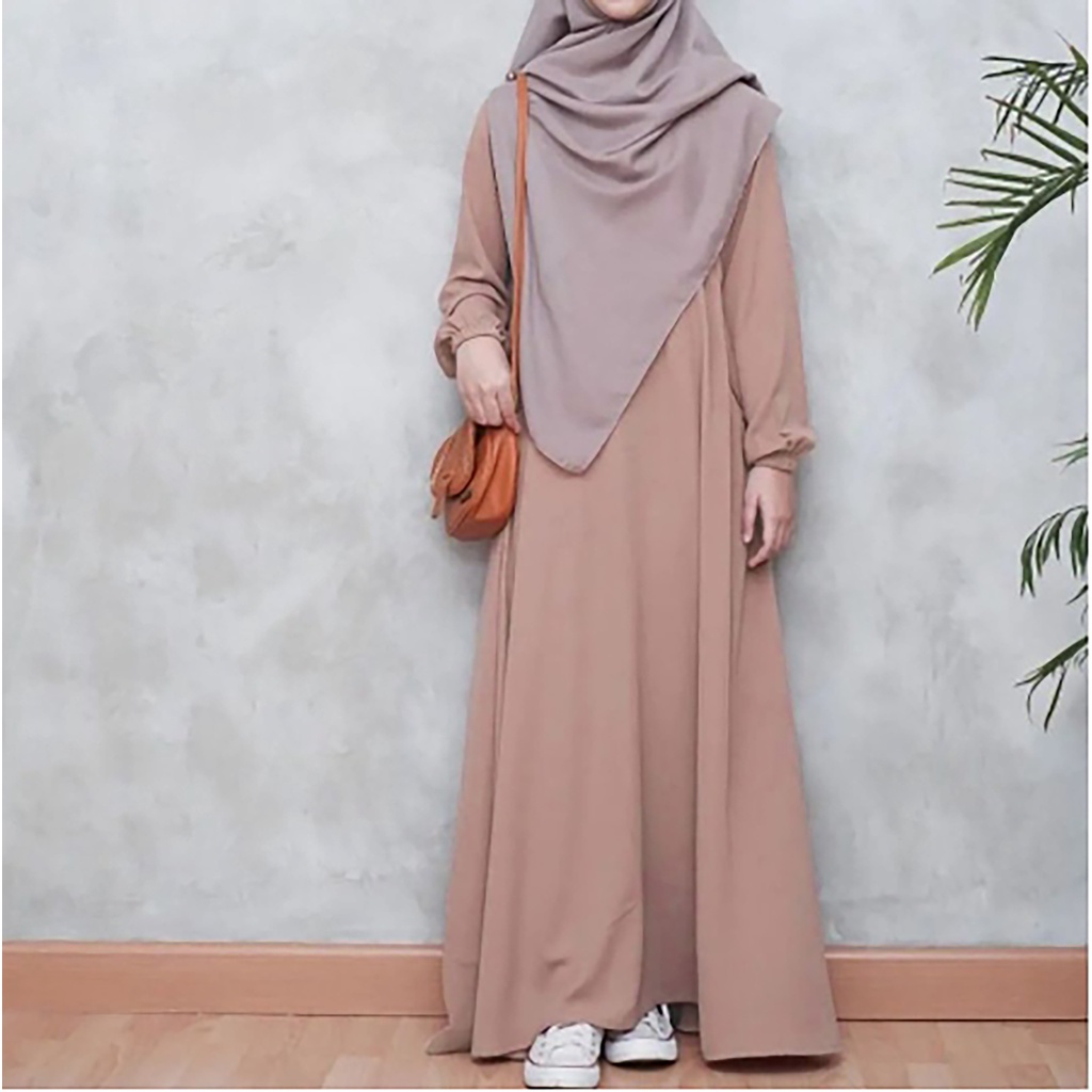 Gamis Polos Syakila Lengan Kancing Simpel Size S M L XL XXL Dress Polos Gamis Jumbo BIg Size