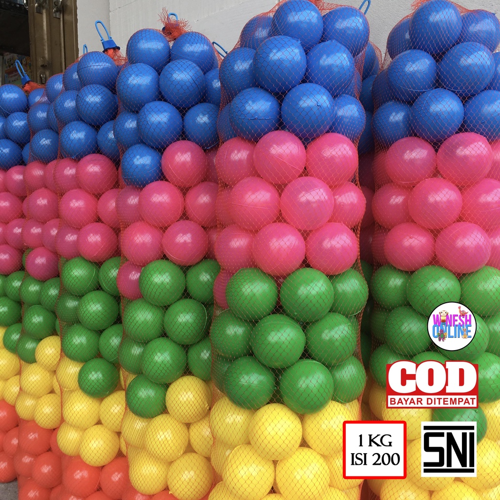 (SNI) 1kg 200 pcs Bola Warna Plastik / Bola Mandi Bola