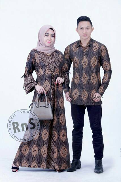 Renada Couple || couple gamis batik kombi brukat  best seller