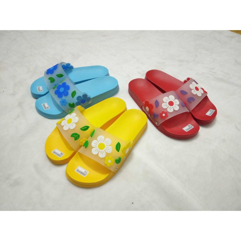 SANDAL WANITA KARET JELLY BUNGA BENING ALAS