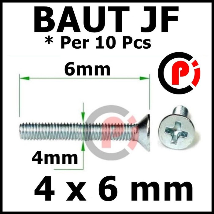 Per 10 Pcs Baut Bolt JF 4x6 mm 4 x 6 mm Per 10pcs