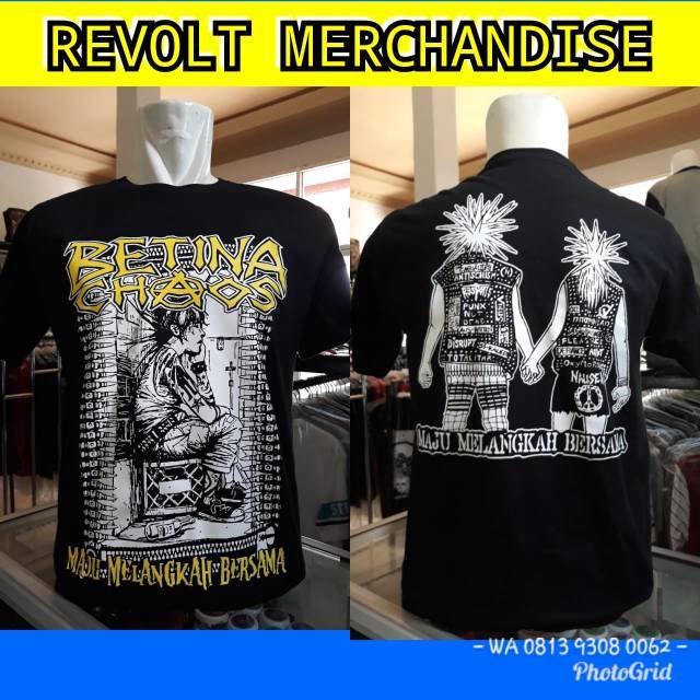 kaos betina chaos (maju melangkah bersama), tshirt betina chaos, kaos band betina chaos, kaos band p