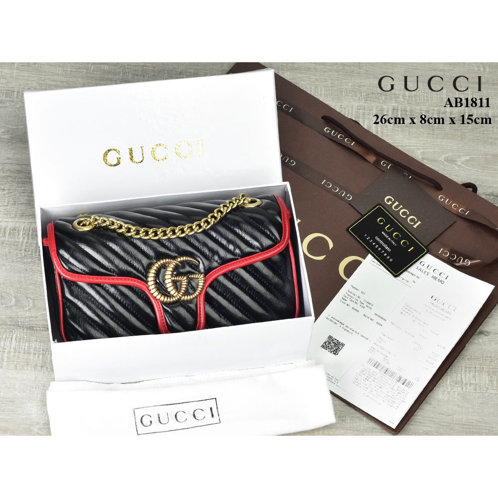 SUPPLIER TAS BRANDED Tas Gucci GG Marmont Beloved Shoulder Small HITAM Semi Premium AB1811