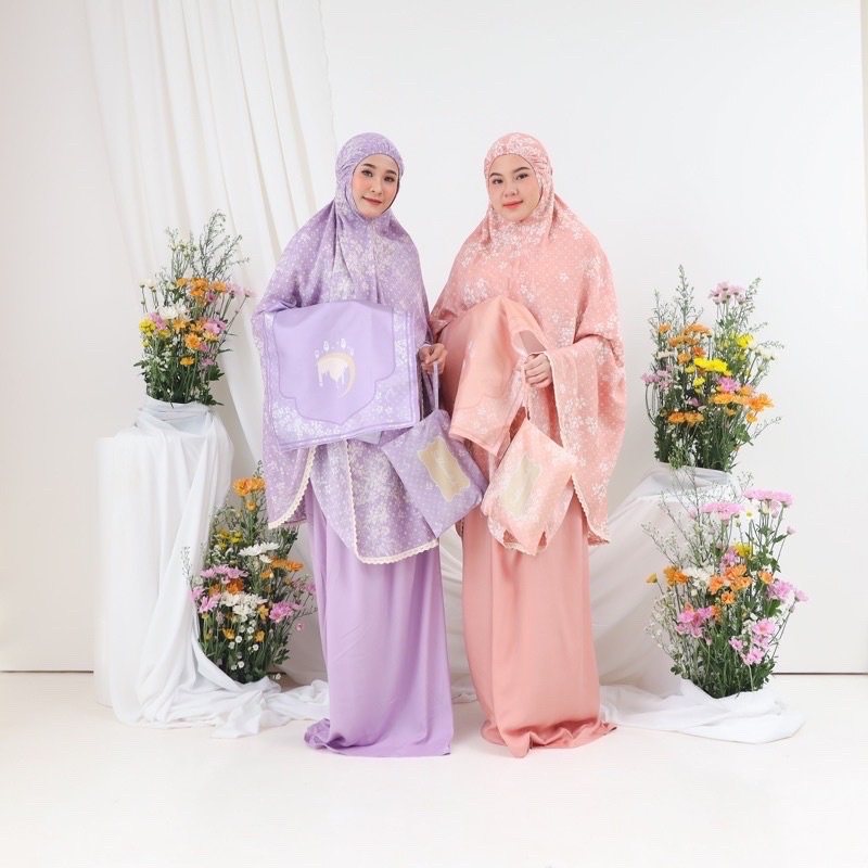 READY STOCK  Mukena Travelling FAHIJABLOVE DIVA ALINA ORCHID FAHIJAB FULL SET DENGAN SAJADAH