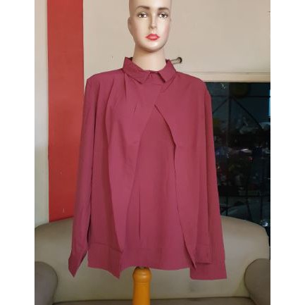 Sophie Paris Atasan Wanita Calathea Burgundy XL