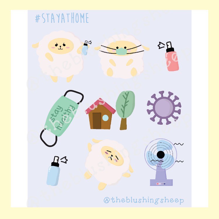 

THEBLUSHINGSHEEP #STAYATHOME sticker sheet / stiker journaling planner - kiss cut