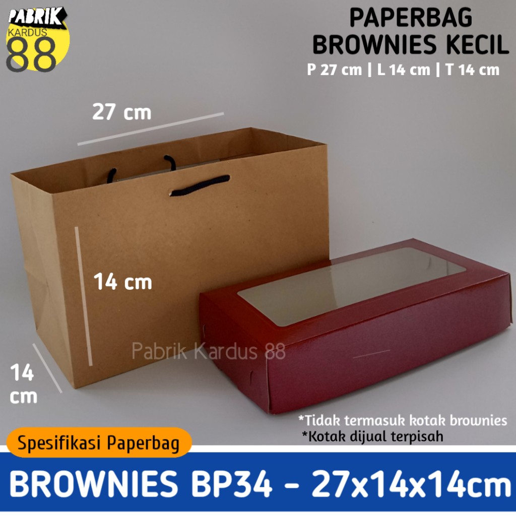 

ISI 12 BIJI paper bag brownies kecil 27x14x14 bp34 | paperbag murah tas kertas