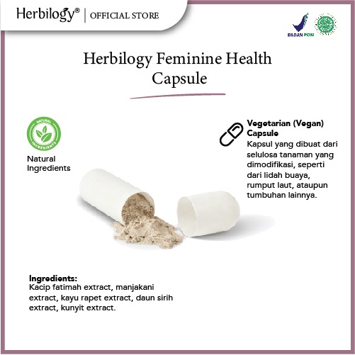 Herbilogy Feminine Health | Suplemen Herbal Kesehatan Kewanitaan BPOM 60 Caps/Btl