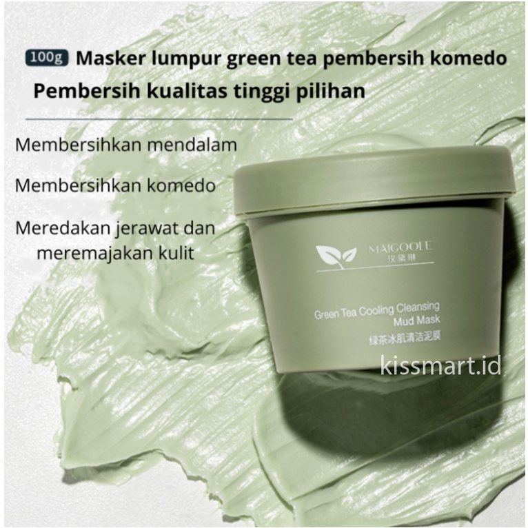 BPOM MAIGOOLE Green Tea Clay Mask Masker Wajah Clay Mask Greentea Pore Clean 100gr XX033