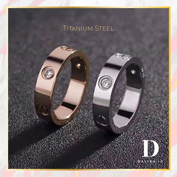 Cincin Titanium Wanita Anti Katat Cap Embos 750 Berlian Zinkron Dalika