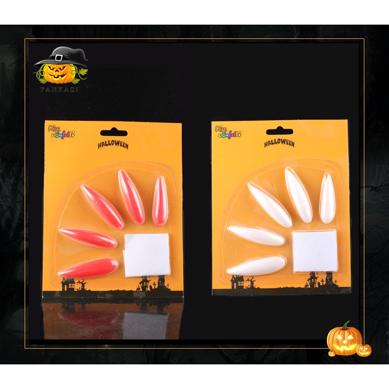 FANL 10 pcs fake nail kuku palsu panjang sadako kuntilanak vampir halloween rumah hantu