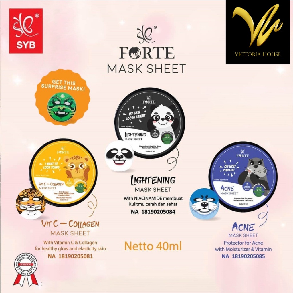 SYB Forte Animal Mask Sheet Mask Masker Wajah (BPOM) (KIM)