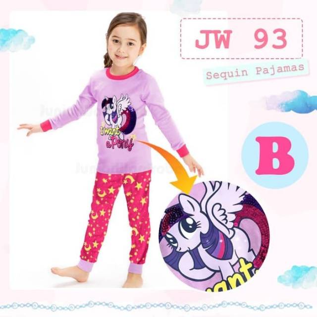 Setelan Pakaian celana Baju tidur piyama anak cewekPerempuan little pony rainbow dash pinky pie jw93