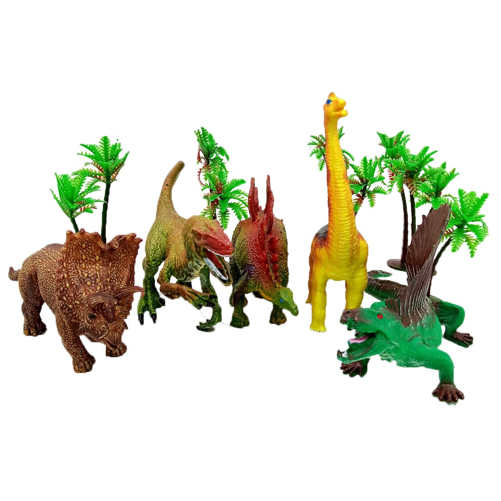 Set Dinosaurus Paradise Box Mainan Anak Miniatur Dino dengan Tanaman