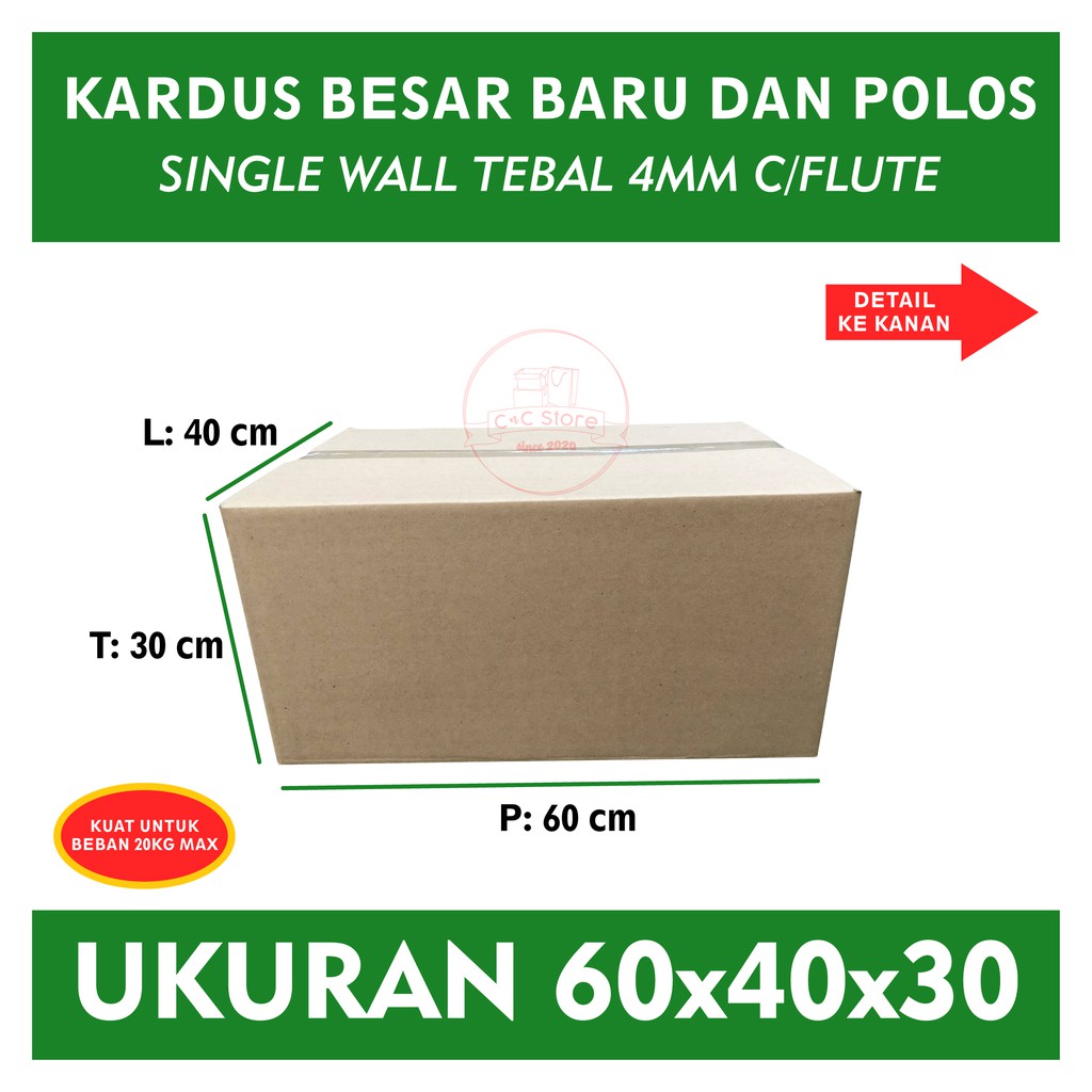 

Kardus Karton Box Polos Corrugated 60x40x30