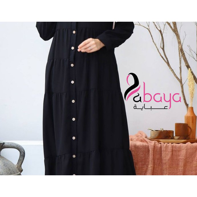 abaya trendy kancing buttom(bs busui)cantik bahan super adem