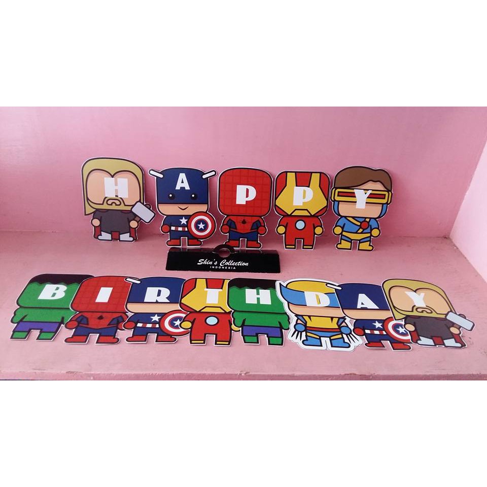Banner bunting flag happy birthday ulang tahun Avengers