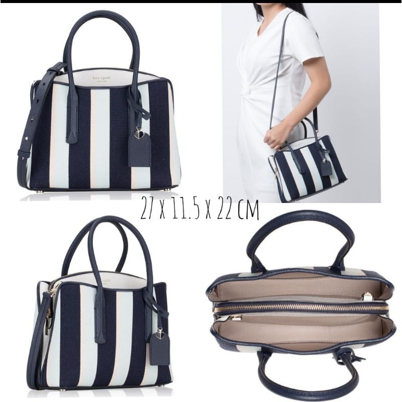 *ready Kate spade Margaux Canvas Stripe Medium Satchel Blazer Blue