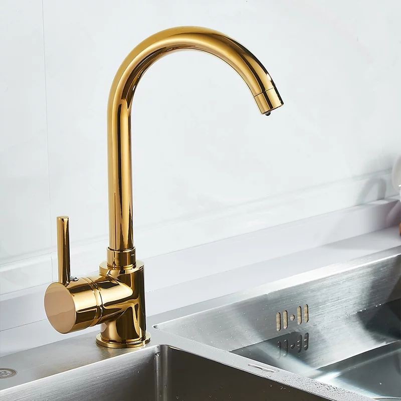 Kran Kitchen Sink Gold Keran Cuci Piring Kuningan Panas Dingin