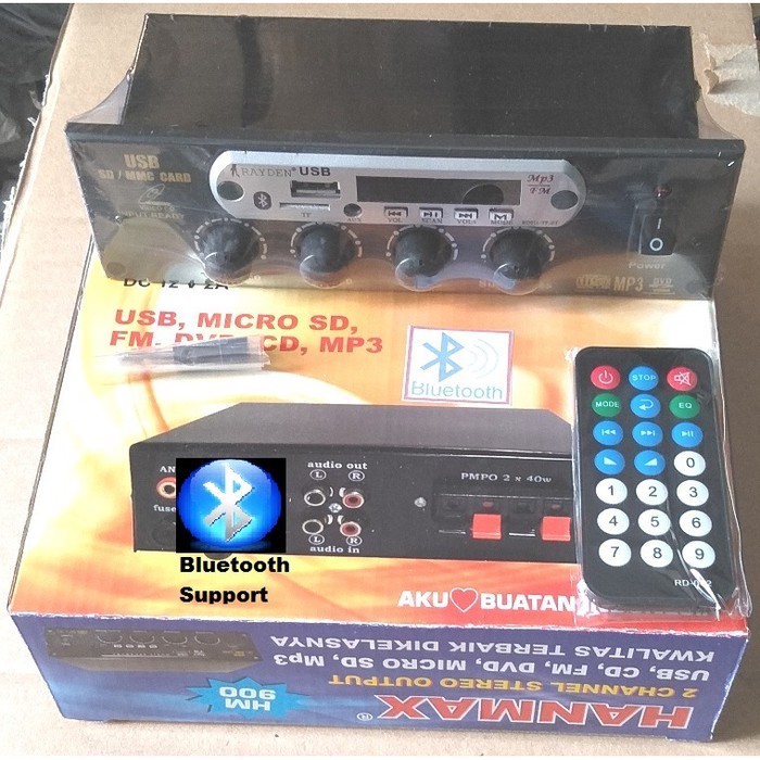 Rakitan Amplifier Tape Mobil Stereo dgn USB MP3 FM Bluetooth Player