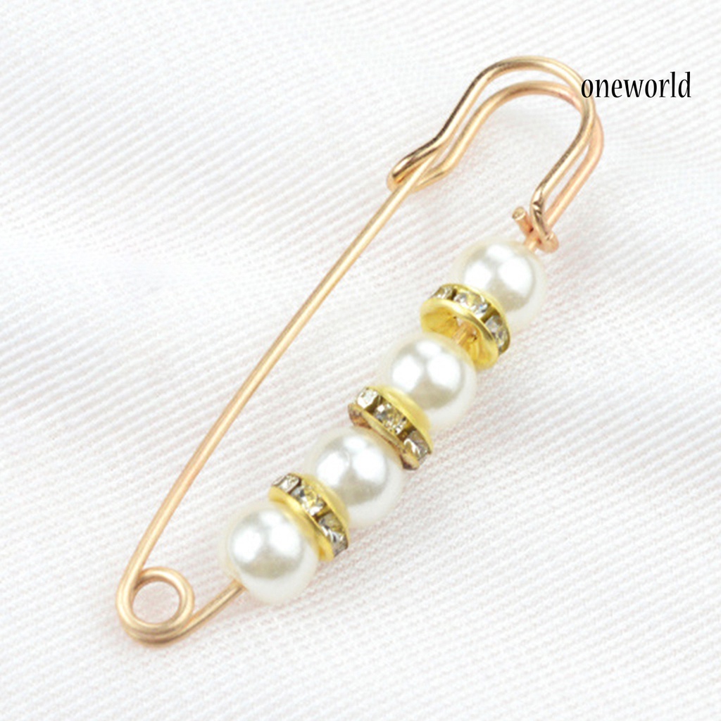 OW@ Safety Brooch Fine Workmanship Prevent Exposure Attractive Faux Pearl Women Safety Pin for Jewelry Craft