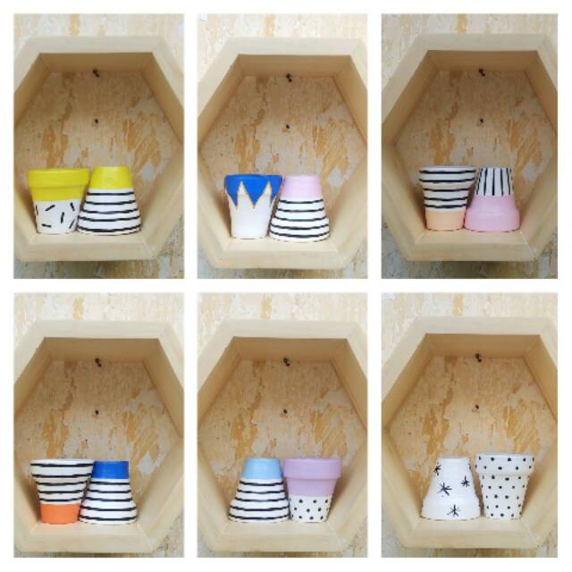 Pot Lukis Gerabah Tanah Liat Claypot Vas Bunga Teracota Tanaman Hias Mini Kaktus Sukulen Dekorasi