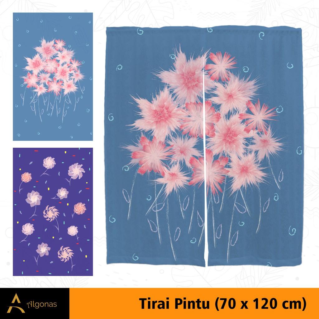 Tirai Noren Jepang Motif Bunga Anti Luntur Bahan Vitrase Tebal Dekorasi Pintu Bisa Custom Best Selle