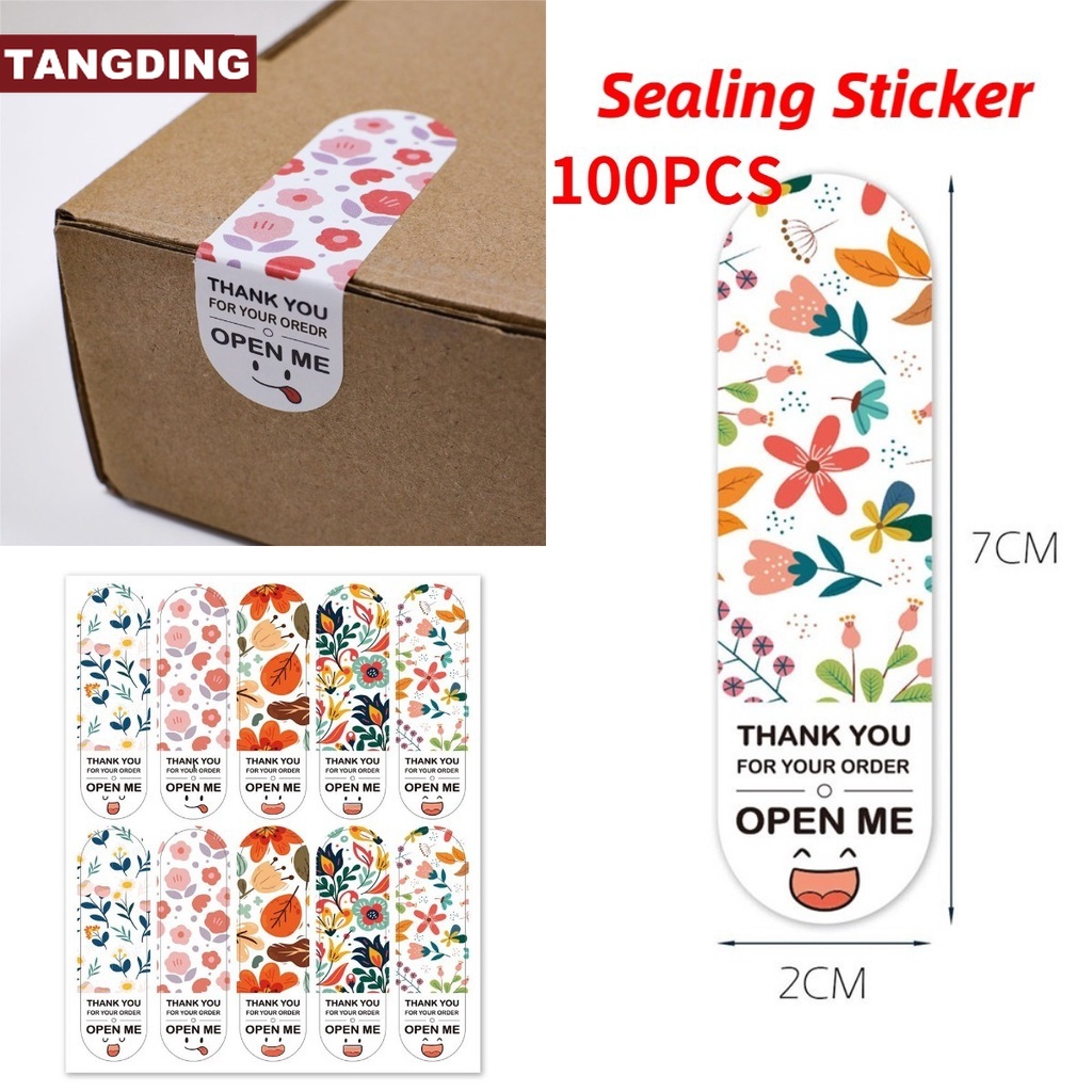 【COD Tangding】100pcs / Pak Stiker Label Motif Tulisan Thank You for Your Order Handmade