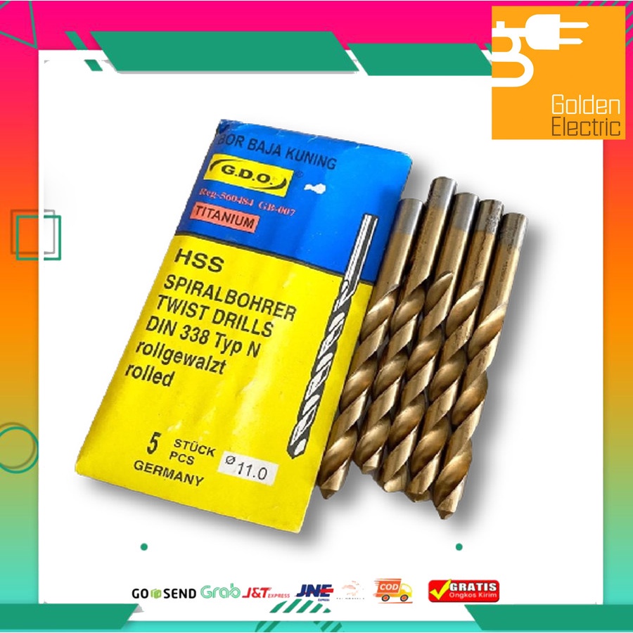 Mata Bor Besi Baja Kuningan GDO 11mm 11 mm Twist Drills Drill Germany