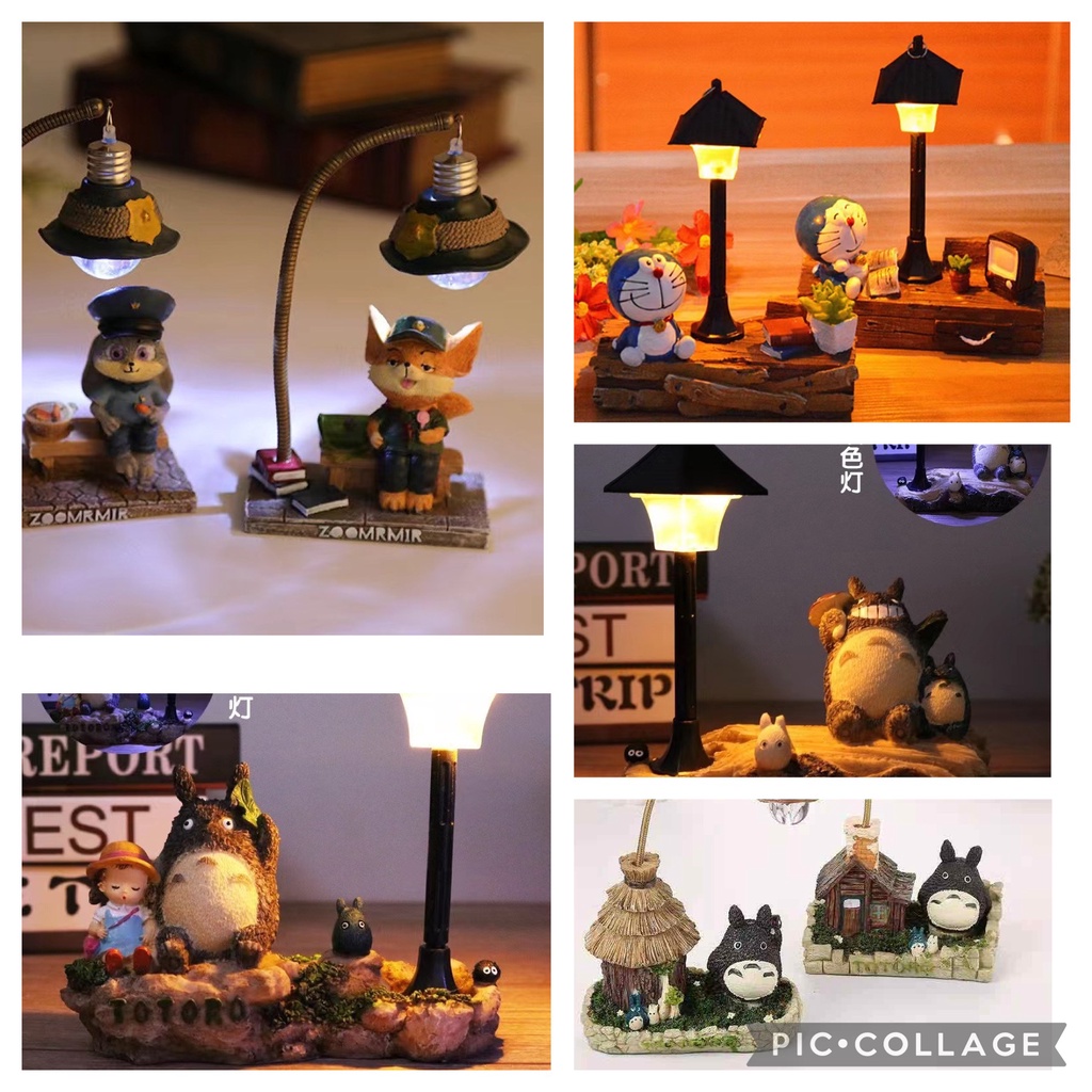 Lampu Hias Kamar Tidur New Creative Resin Cartoon Totoro /Doraemon /crazy animal Night Light LED Bedside Night Lights /Lampu hiasan kerajinan tangan