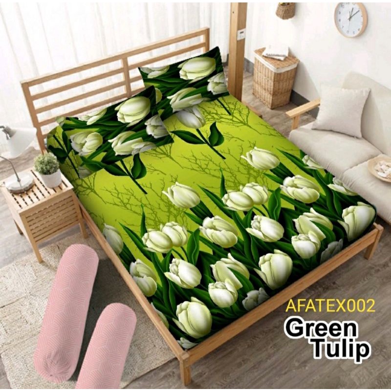 PROMO COD Sprei Murah Tulip Green, Tulip Coklat, Seprai Homemade Mawar Hijau, Seprei Lirose 160x200, Sprei Bunga160x200 FREE 2 SARBAN 1 SARGUL