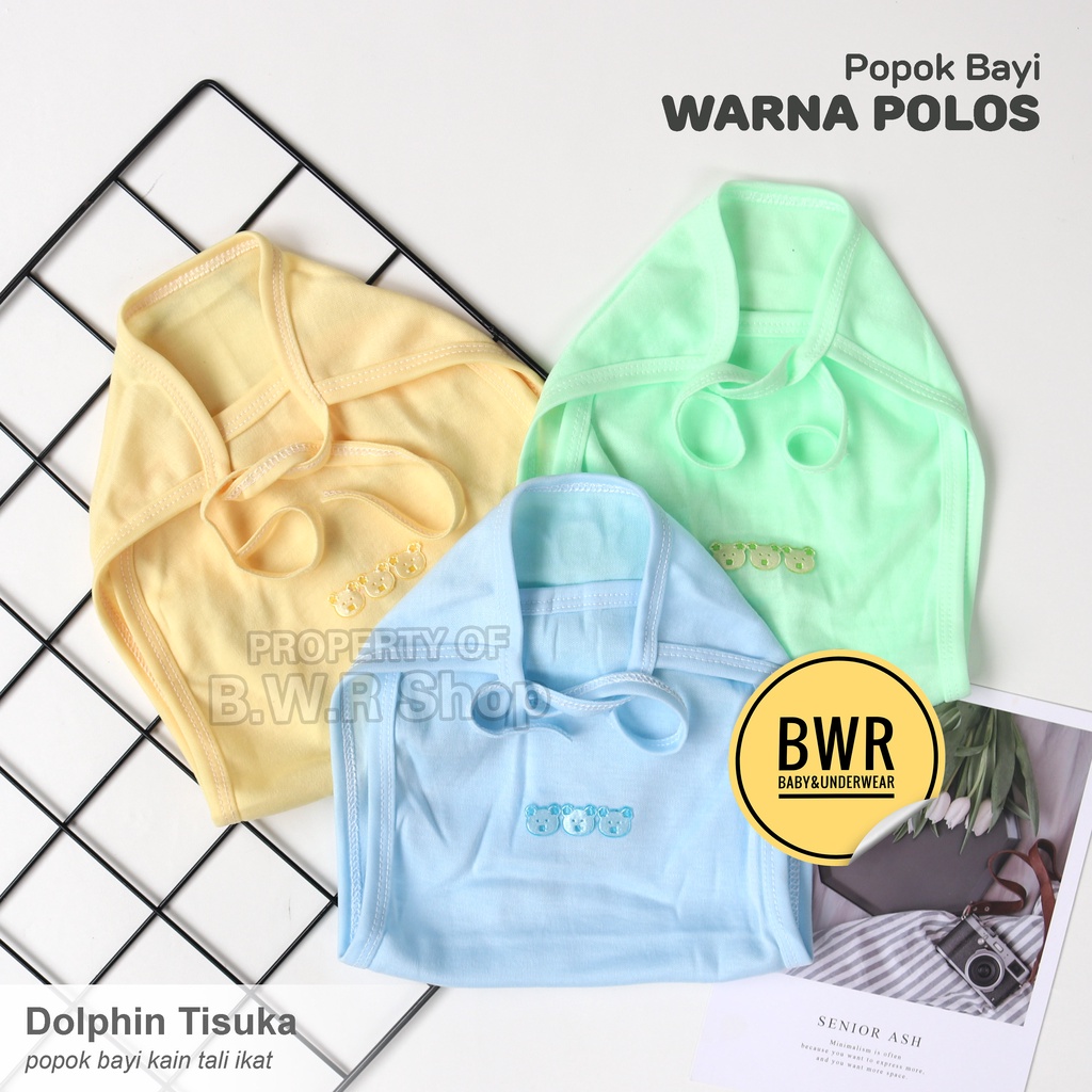 [ 3pc ] Popok Tisuka Dolphin WARNA Polos / Popok Kain Tali Ikat Bayi Newborn | Bwr