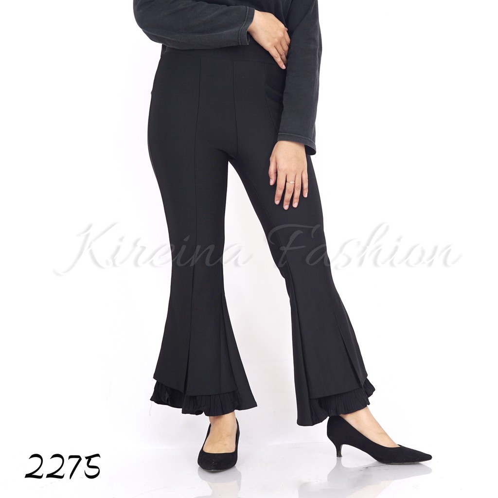 Celana Cutbray Scuba Wanita Scuba Pants Khusus Hitam | Kireina Fashion