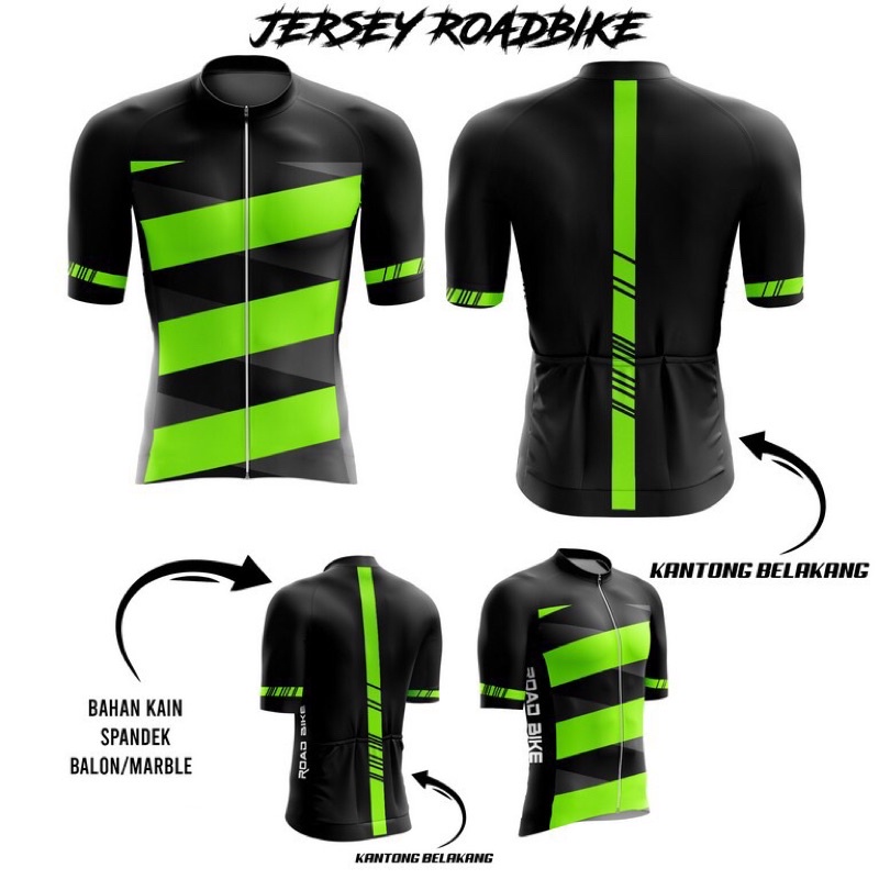 Jersey Roadbike Custom ~ Baju Kaos Sepeda Roadbike Custom ~ Sepeda Balap ~ ROADBIKE GREEN