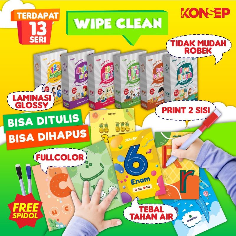 [FREE SPIDOL] Konsep Flashcard Wipe and Clean / Flash Card / Mainan Edukasi Kartu