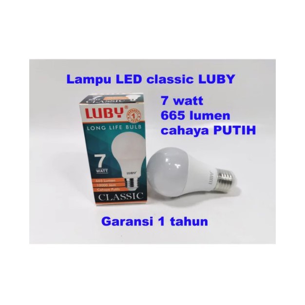 Luby Classic 7w Lampu Bohlam LED 7 Watt Bulb PUTIH