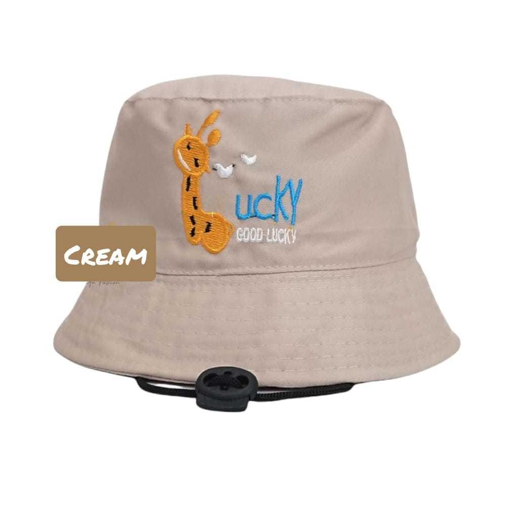 Topi Bucket Anak Tali Jerapah Bordir Good Lucky bisa bayar di tempat