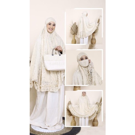 Mukena katun sutra bordir brokat swarovski tutu tile mahar lebaran mewah