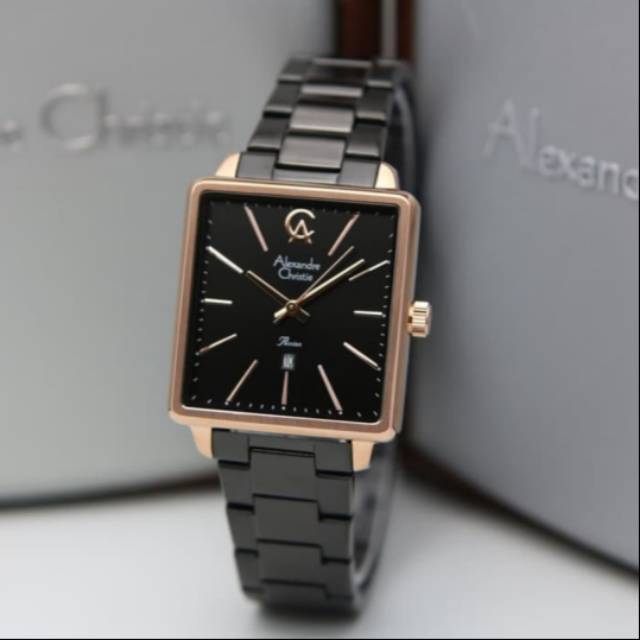 Jam wanita Alexandre christie AC2824 hitam rosegold