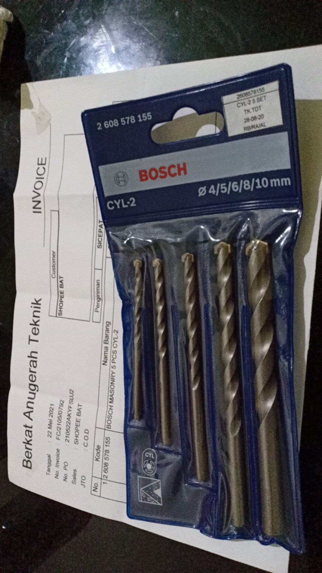 Bosch Mata Bor Beton Set (5 Pcs) 4,5,6,8,10/ Cyl-2 Masonry Drill (155)