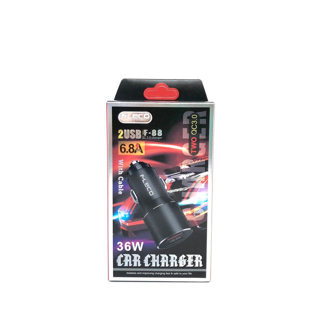 PROMO Car charger 2usb plus kabel micro fleco f68/f88 3.4A/Saver Mobil 2usb plus kabel Micro fleco f68