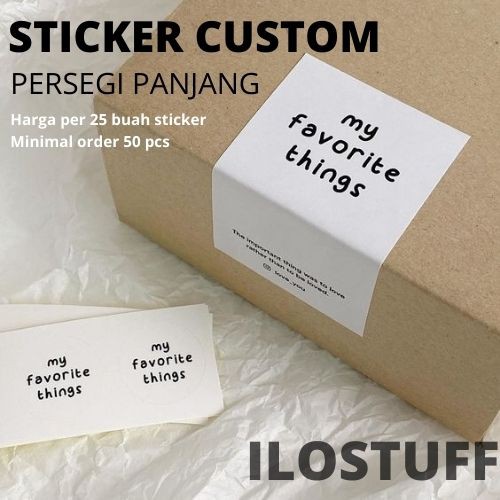 

25 Pcs Stiker Logo Produk Label Makanan Minuman Vinyl Anti Air Berkualitas Persegi Panjang Kiss Cut