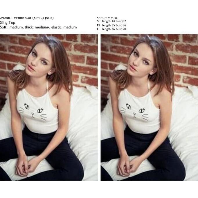 Sale 24256 - White Cat (S,M,L) (Sale) -  Sling Top Terbaru