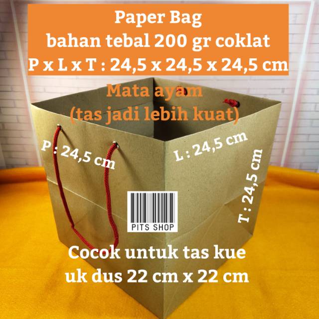 

Paper Bag Samson Coklat Tebal ( P x L x T : 24,5 x 24,5 x 24,5 CM )