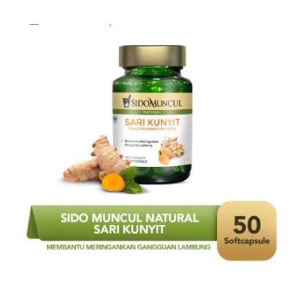 

Sido Muncul Natural Sari Kunyit Soft Capsule 50'k - Sakit Maag Perut