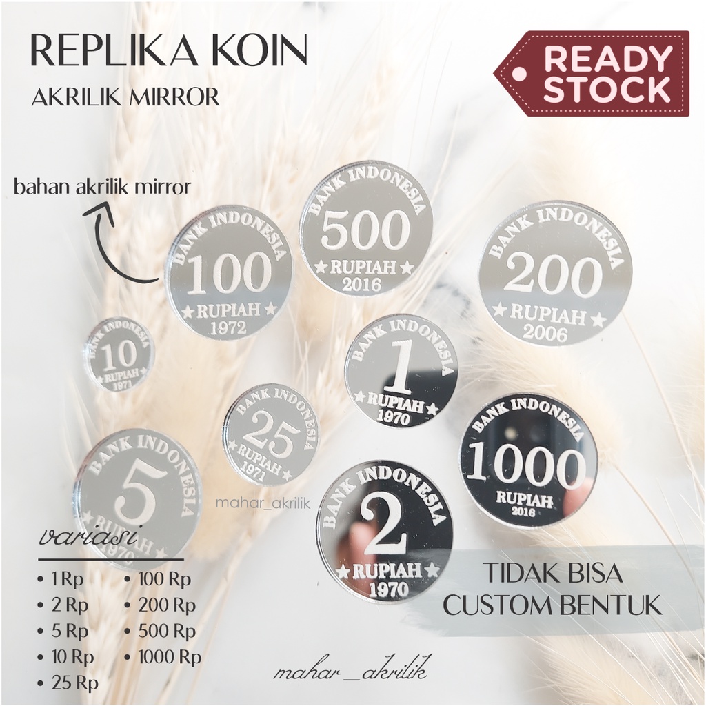 Replika Uang Koin Kuno Bahan Mahar Akrilik Silver l Replika Uang Kuno Mahar Nikah