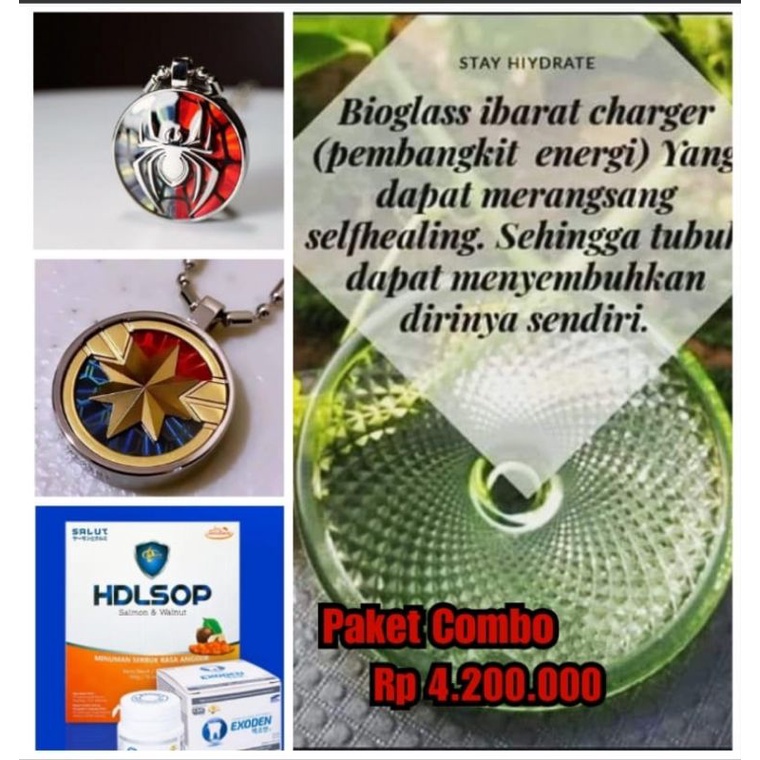 Paket Combo Bioglass + Kalung Spiderman + Captain Marvel
