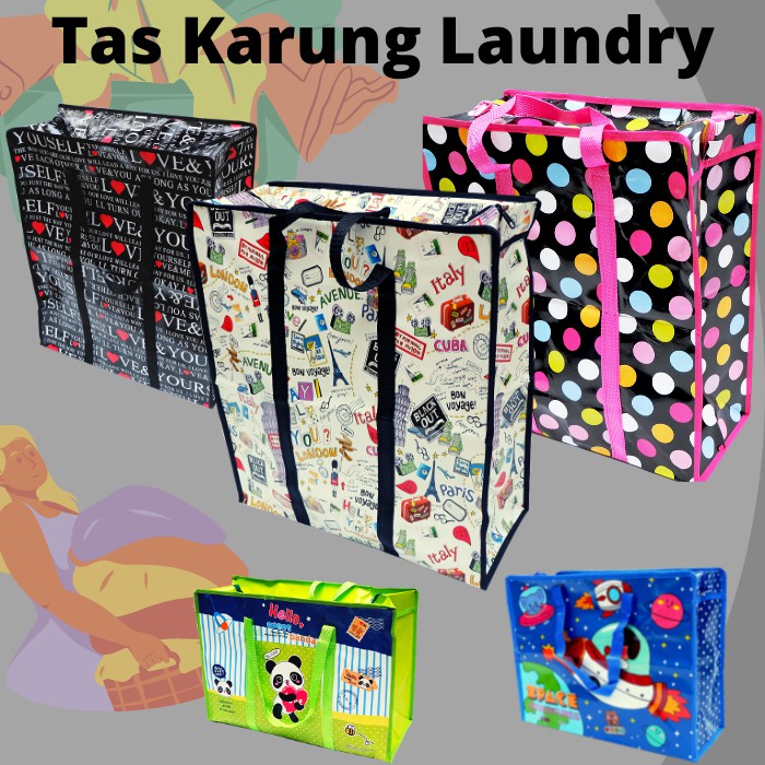 Tas LAUNDRY Tas Karung Belanja Besar Jumbo - Tas Londry Kain Terpal Jumbo - Tas Belanja Lipat